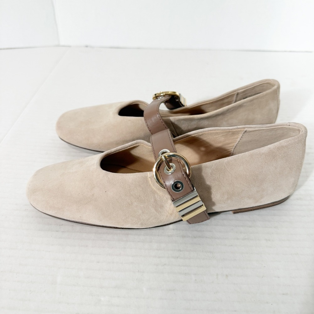 Steve Madden Lucia Suede Beige Mary Jane Buckle Ballet Flats Size 6 - Picture 2 of 7